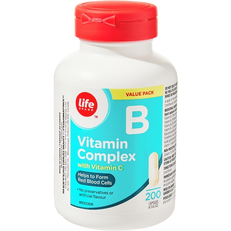 Vitamin B Complex with Vitamin C 200 Capsules Value Pack