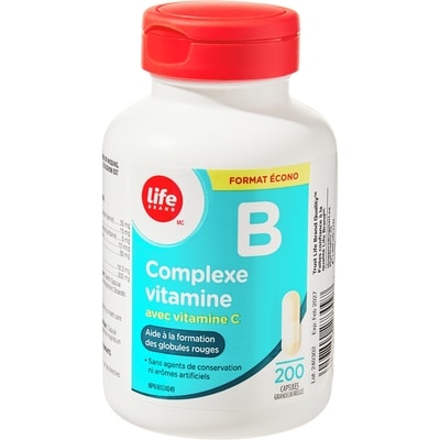 Complexe vitaminé B avec vitamine C, écono format de 200 capsules