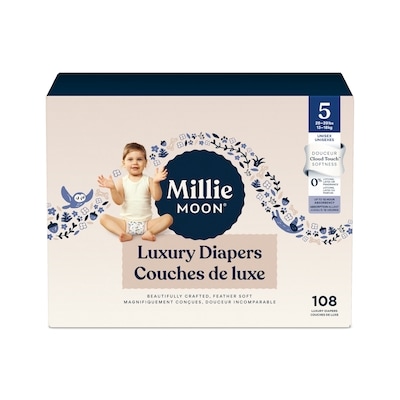Millie Moon Luxury Diapers 5 28-39lbs Unisex 108 ea, $0.37/1ea