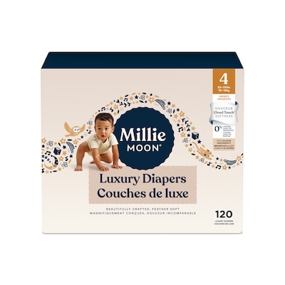 Millie Moon Luxury Diapers 4 22-33lbs Unisex 120 ea, $0.33/1ea