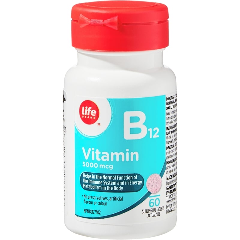 Vitamin B12 5000 mcg 60 Sublingual Tablets