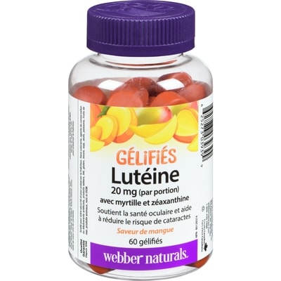 Webber Naturals Lutéine gélifiés avec myrtille et zéaxanthine 20 mg 60 ea, 0,40 $/1ch
