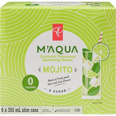 President's Choice M'AQUA Mojito Cocktail Flavoured Sparkling Water 6x355.0 ml, $0.26/100ml