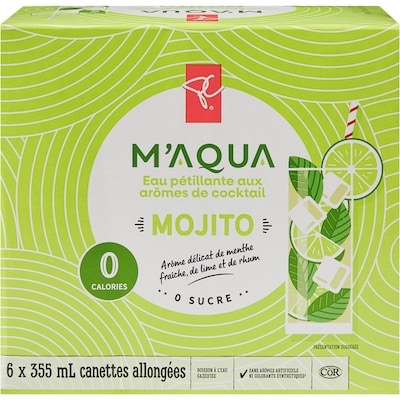 le Choix du Président Eau pétillante aux arômes de cocktail M'ACQUA Mojito 6x355.0 ml, 0,26 $/100ml