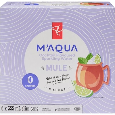 President's Choice M'AQUA Mule Cocktail Flavoured Sparkling Water 6x355.0 ml, $0.26/100ml