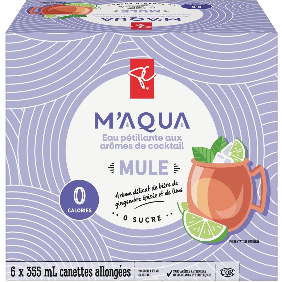 le Choix du Président Eau pétillante aux arômes de cocktail M'ACQUA Mule 6x355.0 ml, 0,30 $/100ml