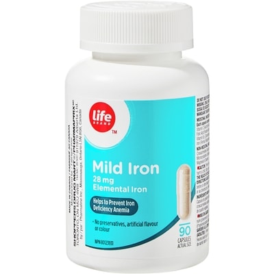 Life Brand Mild Iron 28 mg 90 Capsules 90 ea, $0.10/1ea