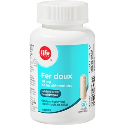 Fer doux à 28 mg, 90 capsules