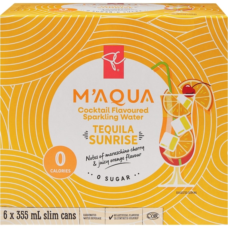 M'AQUA Tequila Sunrise Cocktail Flavoured Sparkling Water