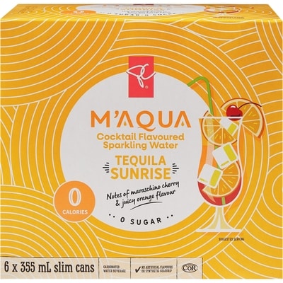 le Choix du Président Eau pétillante aux arômes de cocktail M'ACQUA Tequila Sunrise 6x355.0 ml, 0,26 $/100ml