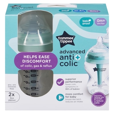 Tommee Tippee Advanced Anti Colic Bottles Slow Flow 0m+ 260 Ml 2 ea, $9.00/1ea