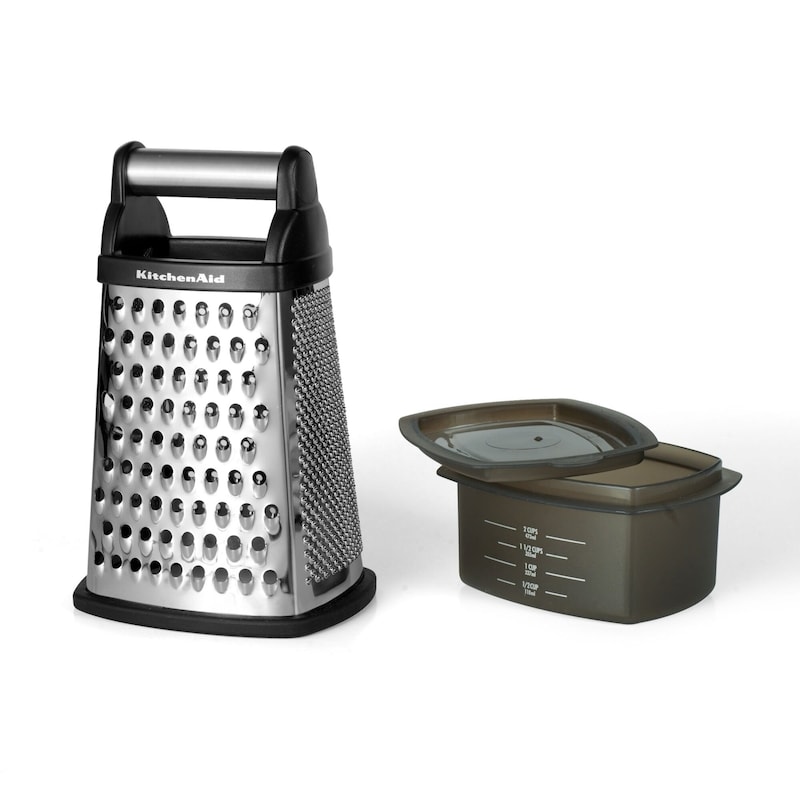 Box Grater, Black with Covered Container