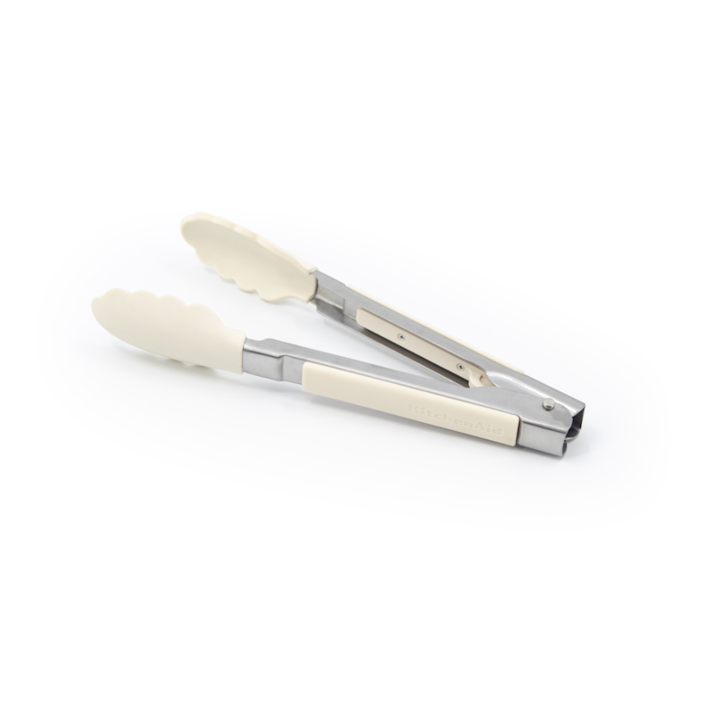 Stainless Steel Slide Lock Tongs 9-inch Silicone, Almond Cream