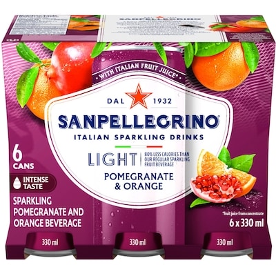 San Pellegrino Light Pomegranate & Orange, Sparkling Fruit Beverage 6x330.0 ml, $0.40/100ml