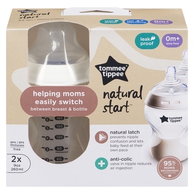 Tommee Tippee Natural Start 0m+ Slow Flow 260 Ml 2 ea, $9.25/1ea