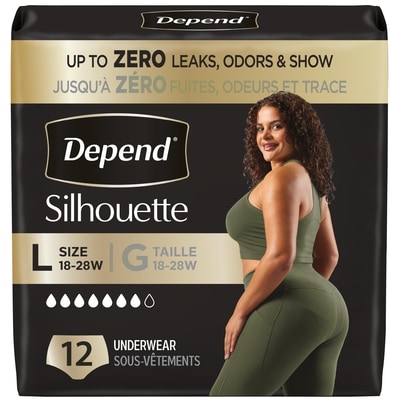 Depends Silhouette Adult Incontinence & Postpartum Bladder Leak Underwear for Women, Maximum Absorbency, Large, Pink, 12 Count 12 ea, $1.75/1ea