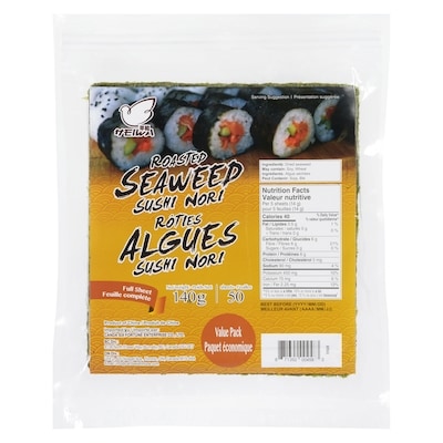 Heiwa Roasted Seaweed Sushi Nori Full Sheet Value Pack 140 g, $7.14/100g