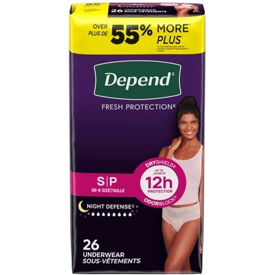 Depend Sous-vêtements d’incontinence Night Defense de nuit, P, 26 unités  26 ea, 1,38 $/1ch