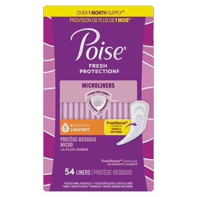 Poise Protège-dessous micro quotidiens , absorption la plus légère, réguliers, 54 unités 54 ea, 0,16 $/1ch