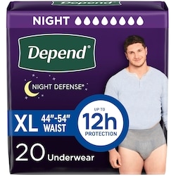Night Defense Incontinence Underwear, Overnight, XL, 20 Ct