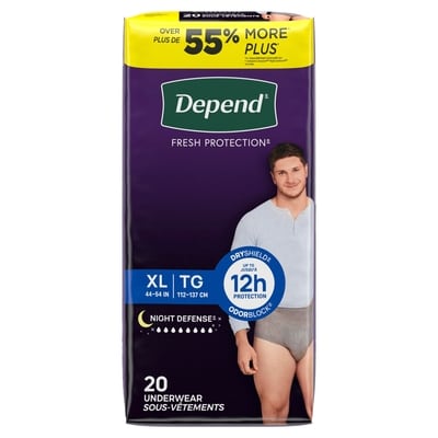 Depend Sous-vêtement d’incontinence Night Defense, de nuit, TG, 20 unités 20 ea, 2,10 $/1ch