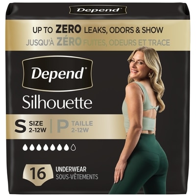 Depends Silhouette Adult Incontinence & Postpartum Bladder Leak Underwear for Women, Maximum Absorbency, Small, Pink, 16 Count 16 ea, $1.31/1ea