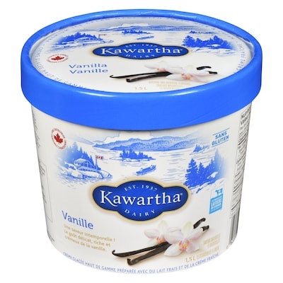 Kawartha Crème glacée haut de gamme préparée avec du lait frais et de la crème fraîche vanille 1.5 l, 0,67 $/100ml