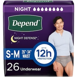 Night Defense Incontinence Underwear, Overnight, S/M, 26 Ct