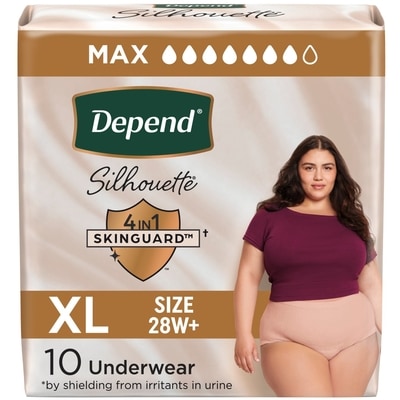 Depends Silhouette Adult Incontinence and Postpartum Underwear for Women, Extra-Large, Maximum Absorbency, Pink, 10 Count  10 ea, $2.20/1ea
