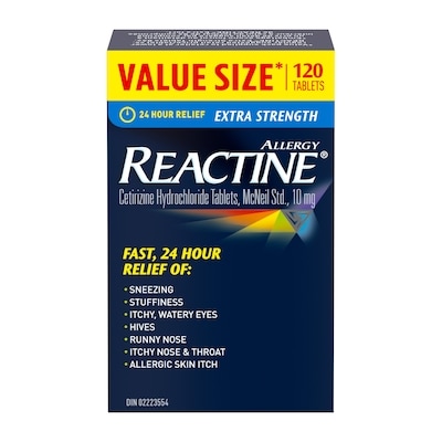 Reactine Extra Strength Tablets 120 ea, $0.55/1ea