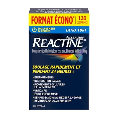 Réactine Comprimés Extra fort 120 ea, 0,55 $/1ch