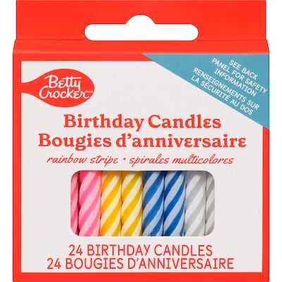 Betty Crocker Birthday Candles Rainbow Stripe 24 ea, $0.04/1ea