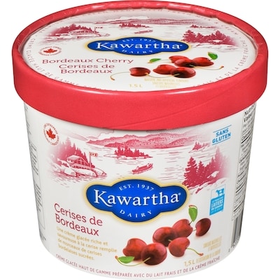 Kawartha Crème glacée haut de gamme préparée avec du lait frais et de la crème fraîche cerises de bordeaux 1.5 l, 0,67 $/100ml
