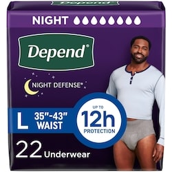 Night Defense Incontinence Underwear, Overnight, Large, 22 Ct