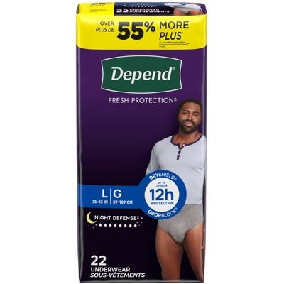 Depend Sous-vêtement d’incontinence Night Defense de nuit, G,  22 unités 22 ea, 1,91 $/1ch