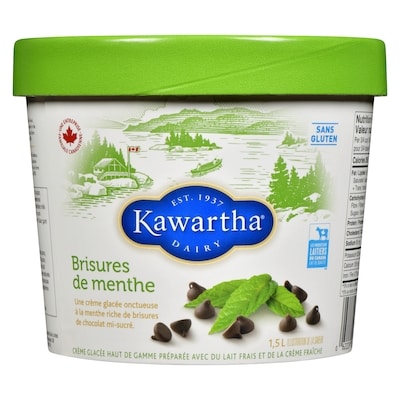 Crème glacée haut de gamme préparée avec du lait frais et de la crème fraîche brisures de menthe