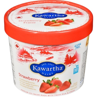 Kawartha Premium Ice Cream Made With Fresh Milk & Cream Strawberry 1.5 l, $0.63/100ml