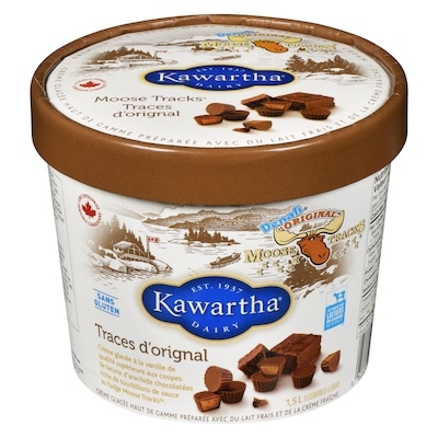 Kawartha Crème glacée haut de gamme préparée avec du lait frais et de la crème fraîche traces d'orignal 1.5 l, 0,67 $/100ml