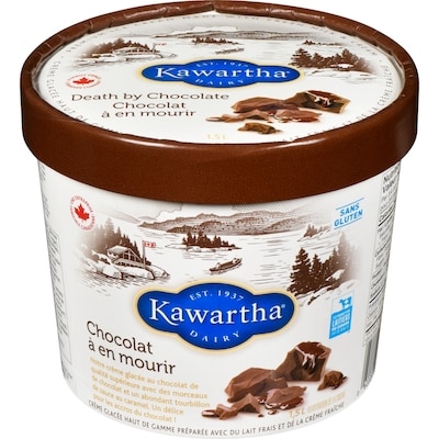 Kawartha Crème glacée haut de gamme préparée avec du lait frais et de la crème fraîche chocolat à en mourir 1.5 l, 0,67 $/100ml