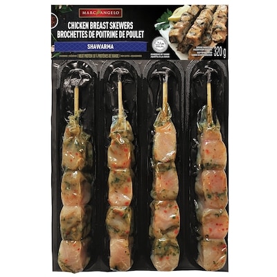 Marc Angelo Brochettes de poitrine de poulet shawarma 320 g, 3,44 $/100g