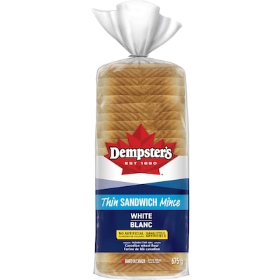 Dempster’s Pain à sandwich blanc tranché mince 675 g, 0,74 $/100g