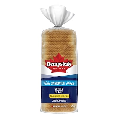 Dempster’s Pain à sandwich blanc tranché mince 675 g, 0,67 $/100g