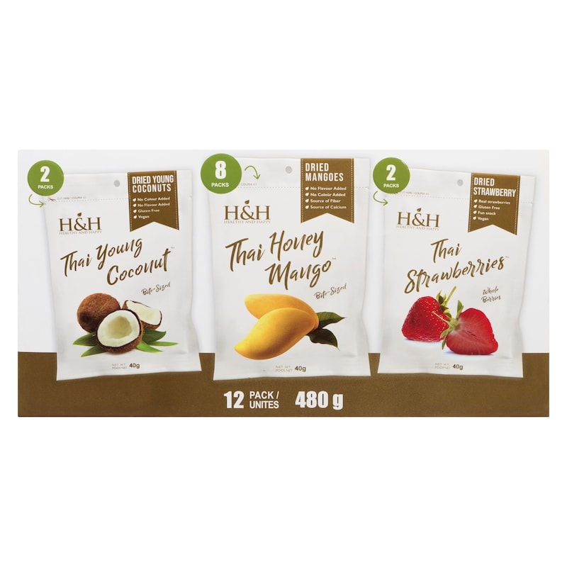 Dried Fruit Variety Pack, Coconut, Mango & Strawberry 12-Pack