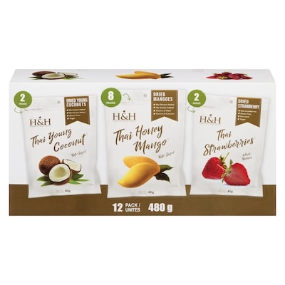 Healtly and Happy Paquet de fruits séchés, noix de coco, mangue et fraise emb. 12 480 g, 2,08 $/100g