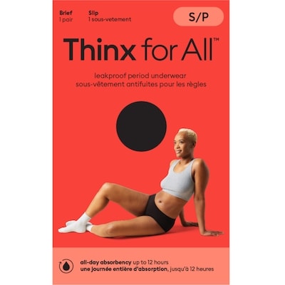 Thinx Culotte confortable pour tous les jours, sous-vêtement pour les règles contre les fuites, taille Petit, noir 1 ea, 25,99 $/1ch