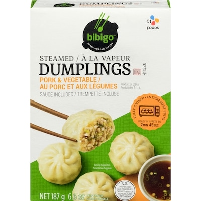 Bibigo Dumplings à la vapeur au porc et aux légumes 187 g, 2,67 $/100g