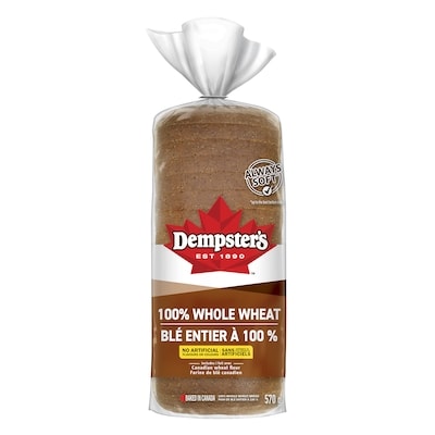 Dempster’s Pain à 100 % de blé entier 570 g, 0,79 $/100g