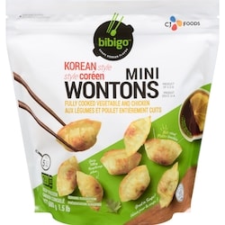 Bibigo Mini wontons style coréen aux légumes et poulet entièrement cuits 680 g, 1,47 $/100g