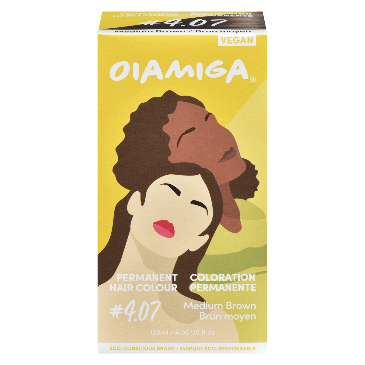 Oiamiga Coloration permanente #4.07 brun moyen 130 ml, 13,07 $/100ml