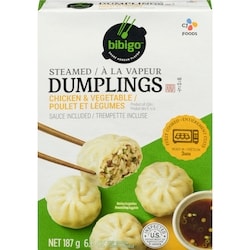 Bibigo Dumplings à la vapeur poulet et légumes 187 g, 2,40 $/100g